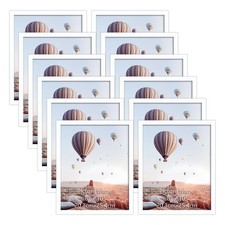 CRUGLA 8x10 White Magnetic Picture Frames for Refrigerator - 12 Pack with Adhesi
