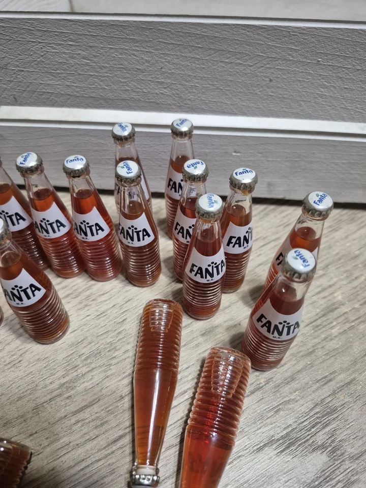 $15 each Mini Bottle Fanta 3' Vintage , metal screw cap,original liquid, glass - Image 3 of 4