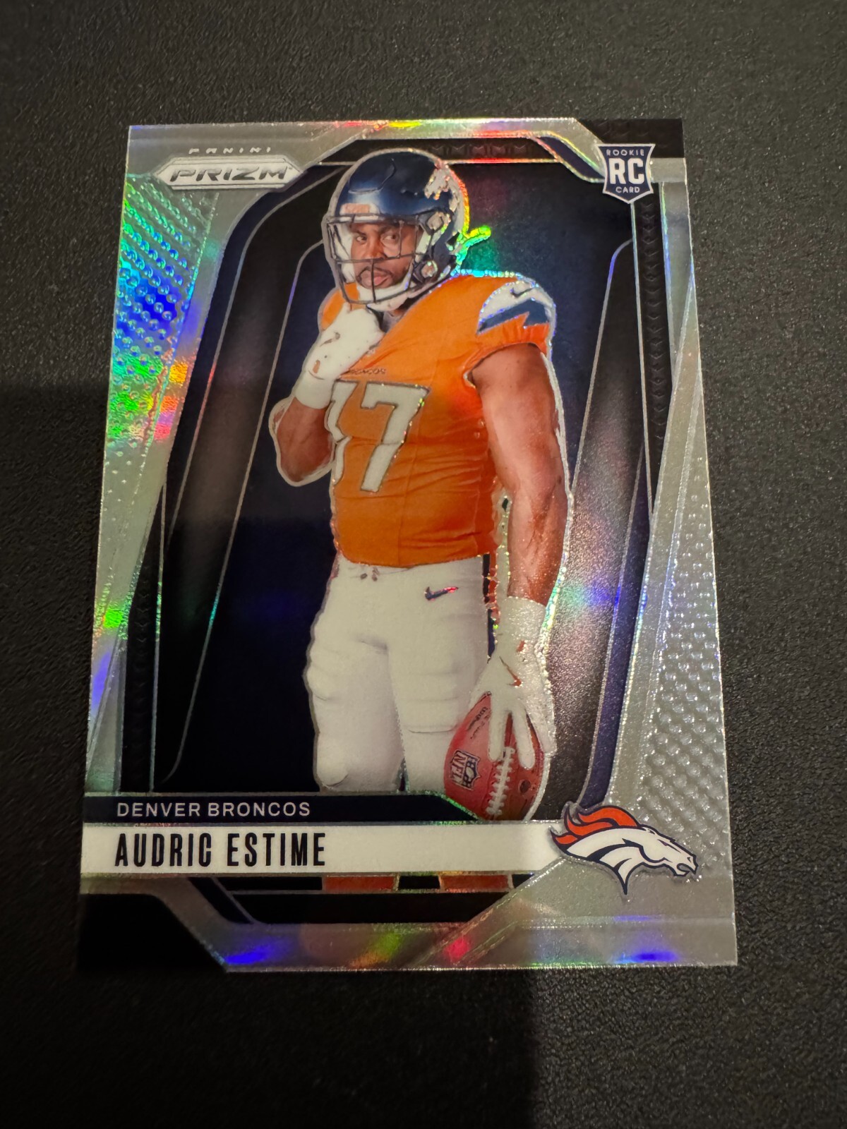 Audric Estime 2024 Prizm Variation Silver Prizms Rookie RC #3 Denver Broncos