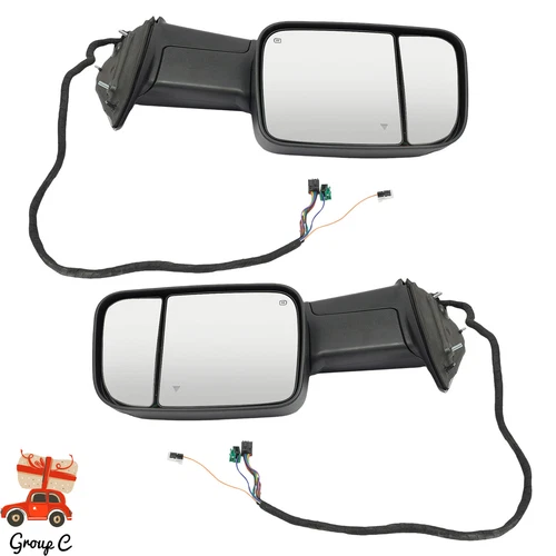 Black Left & Right Side Mirror For 2019-2021 Ram 2500 3500  NEW