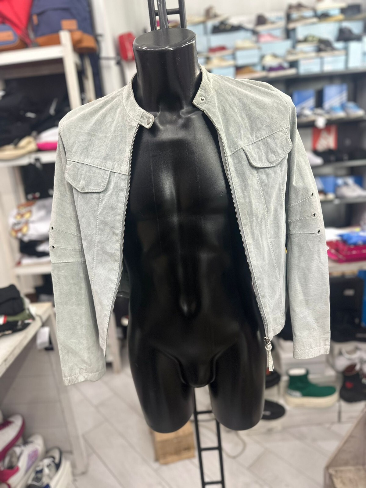 Conbipel Light Blue Leather Jacket for Men Size 44 Model LLV408