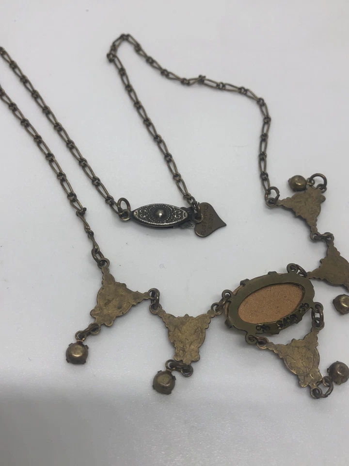 COLLAR MADREPERLA GRABADO GLASS WORKS STUDIO 17" PPR. CADENA CLIP ÚNICA Foto 3 de 4