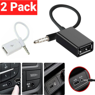 2Pack 3.5mm Male Audio AUX Jack to USB 2.0 Type A Female OTG Converter Ada f2