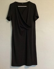 Talbots Dress Women's Size X Black Short Sleeve Faux Wrap V Neckline Stretch