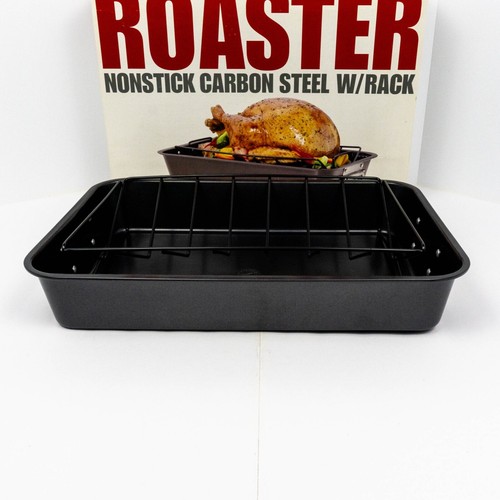 Roasting Pan & Rack Non Stick Carbon Steel Tools of the Trade 20 lb Turkey - Picture 5 of 14