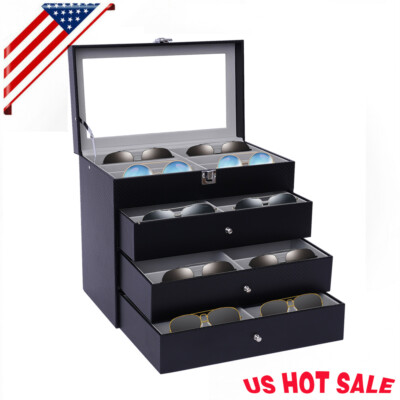 24-Slots Multiple Glasses Organizer Eyeglass Sunglass Storage Box Display Holder