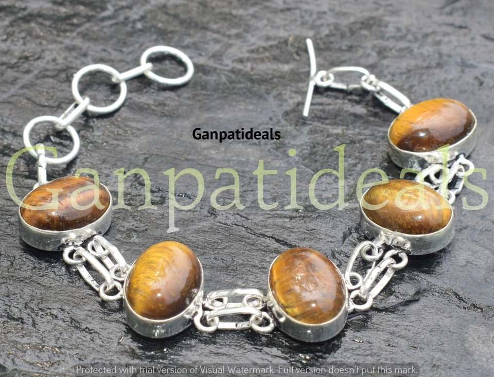 Tiger Eye Gemstone Fashion Bracelets 925 Sterling Silver Plated Jewelry Lots - Image 2 of 4