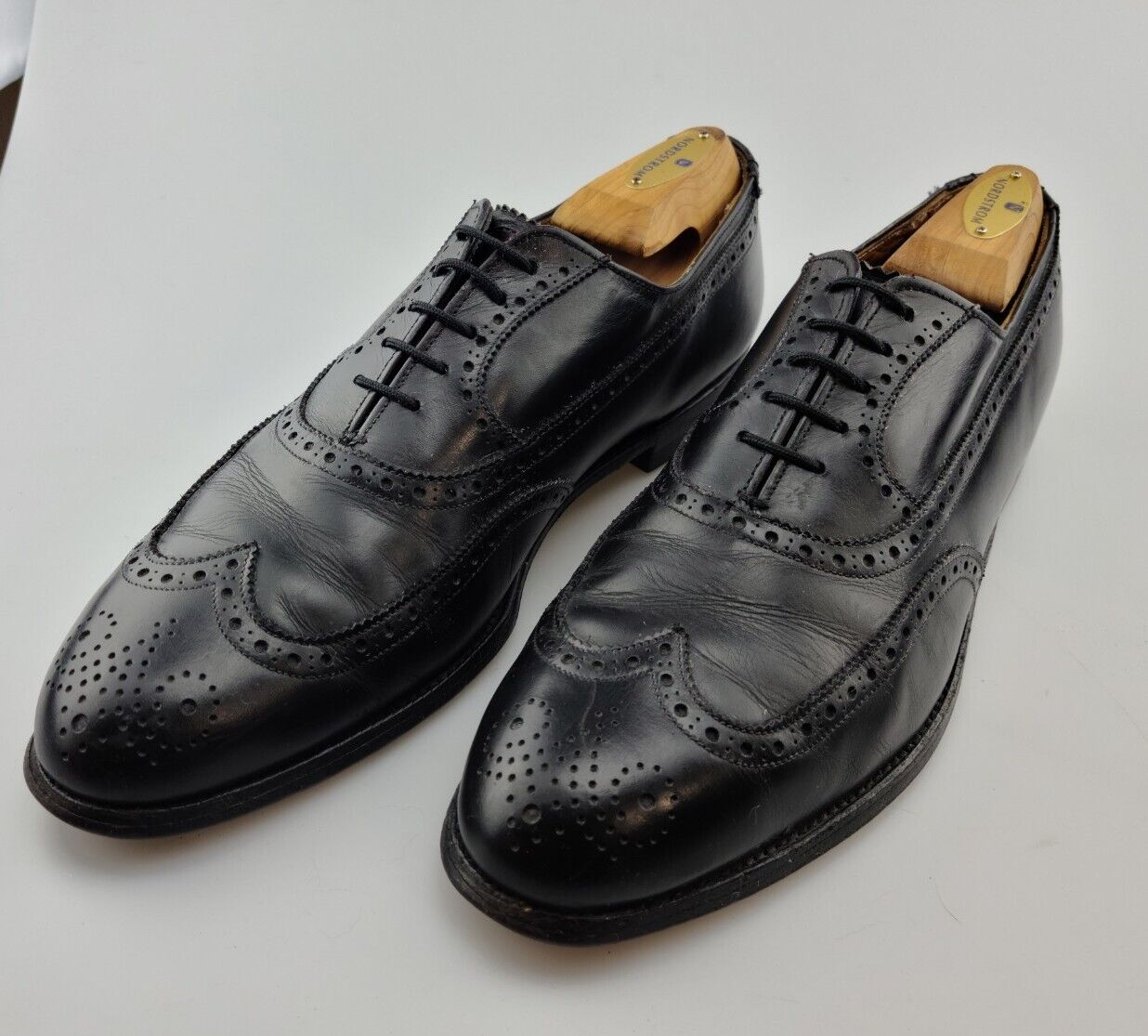 Vintage Alden Blucher Black Leather Wingtip Brogue Us… - Gem