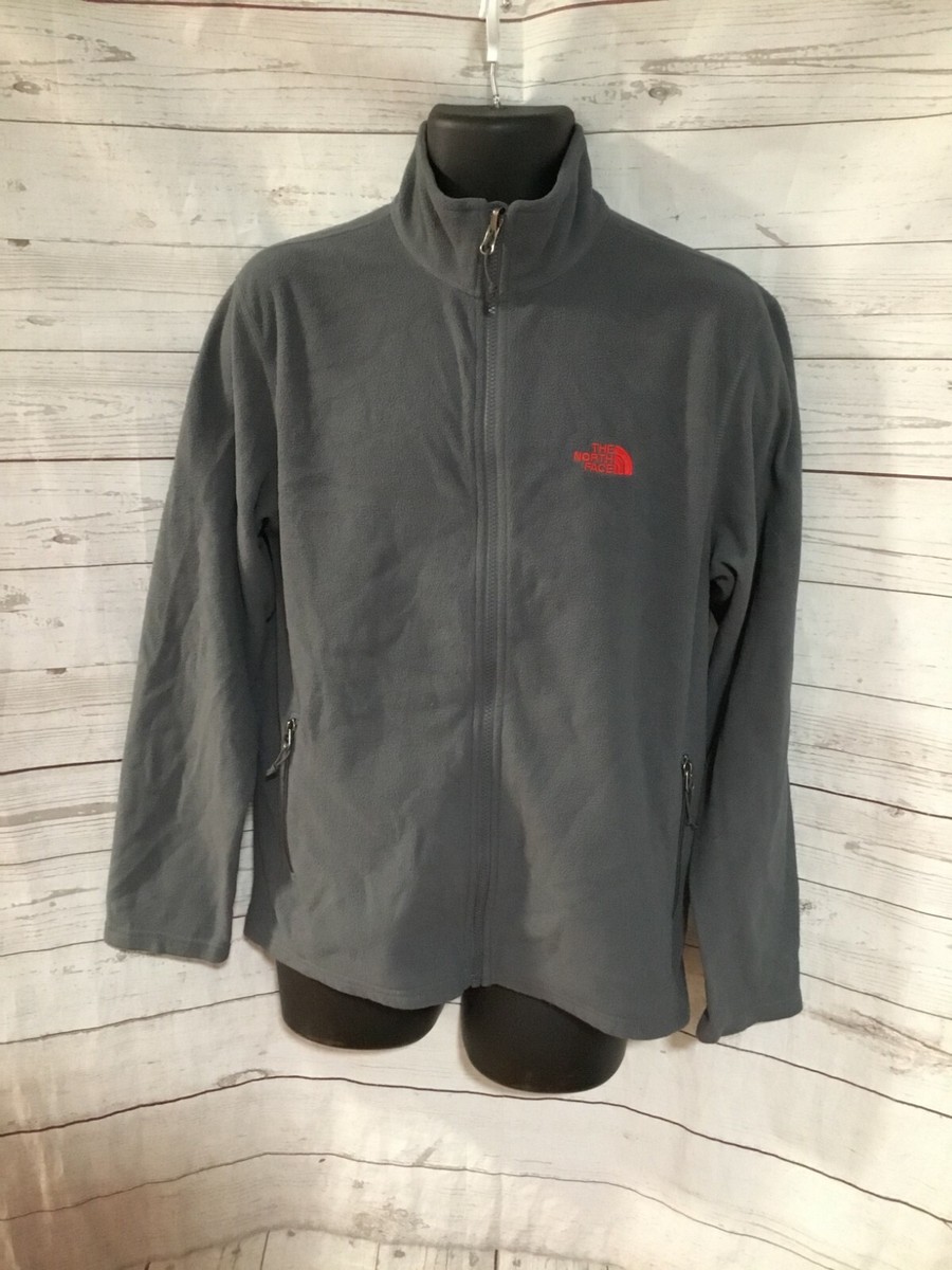 The North Face Men's Jacket Zipper Front Gray Logo Front Size M