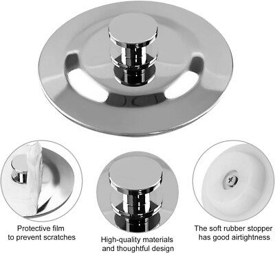 Badewannenstöpsel Ersatz 45 mm, Edelstahl Abflussstopfen, Universal Badezimmer
