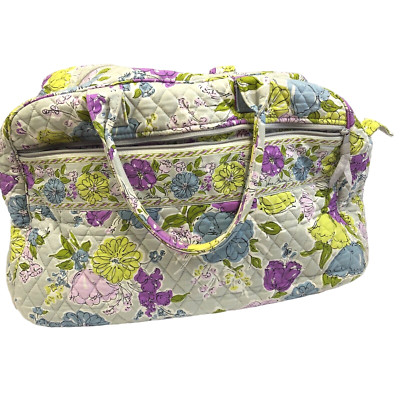 Vera Bradley WEEKENDER TRAVEL BAG Watercolors Sage Gray Purple Lime No Shoulder