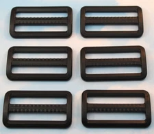 BLACK 2" HD "GRIPPING" WEBBING SLIDES - ADJUSTERS ~ 2 INCH ~ 6 Pack