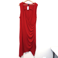 New! TORRID Women's Red Faux Wrap Rayon Blend Christmass Party Dress Plus Size 4
