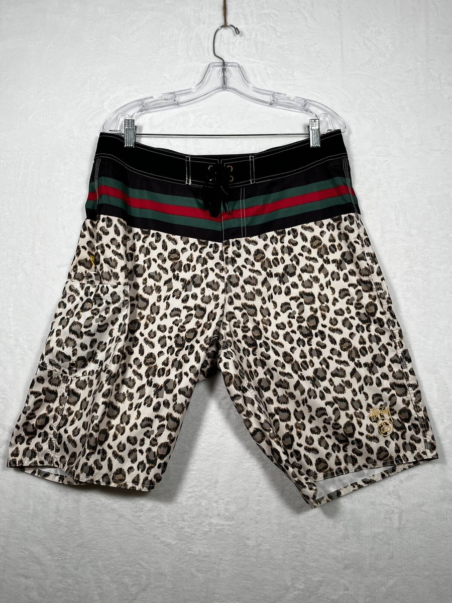 Stussy Leopard Board Shorts 10 Inseam Stripes Mens Size 34 eBay