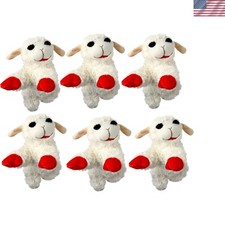Classic Lambchop Plush Dog Toy 6" with Squeaker - Set of 6 for All Breeds