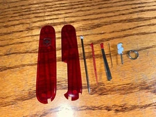 New Victorinox 91mm PLUS HANDLE / SCALE 8 Piece KIT in RUBY RED  #20.5 