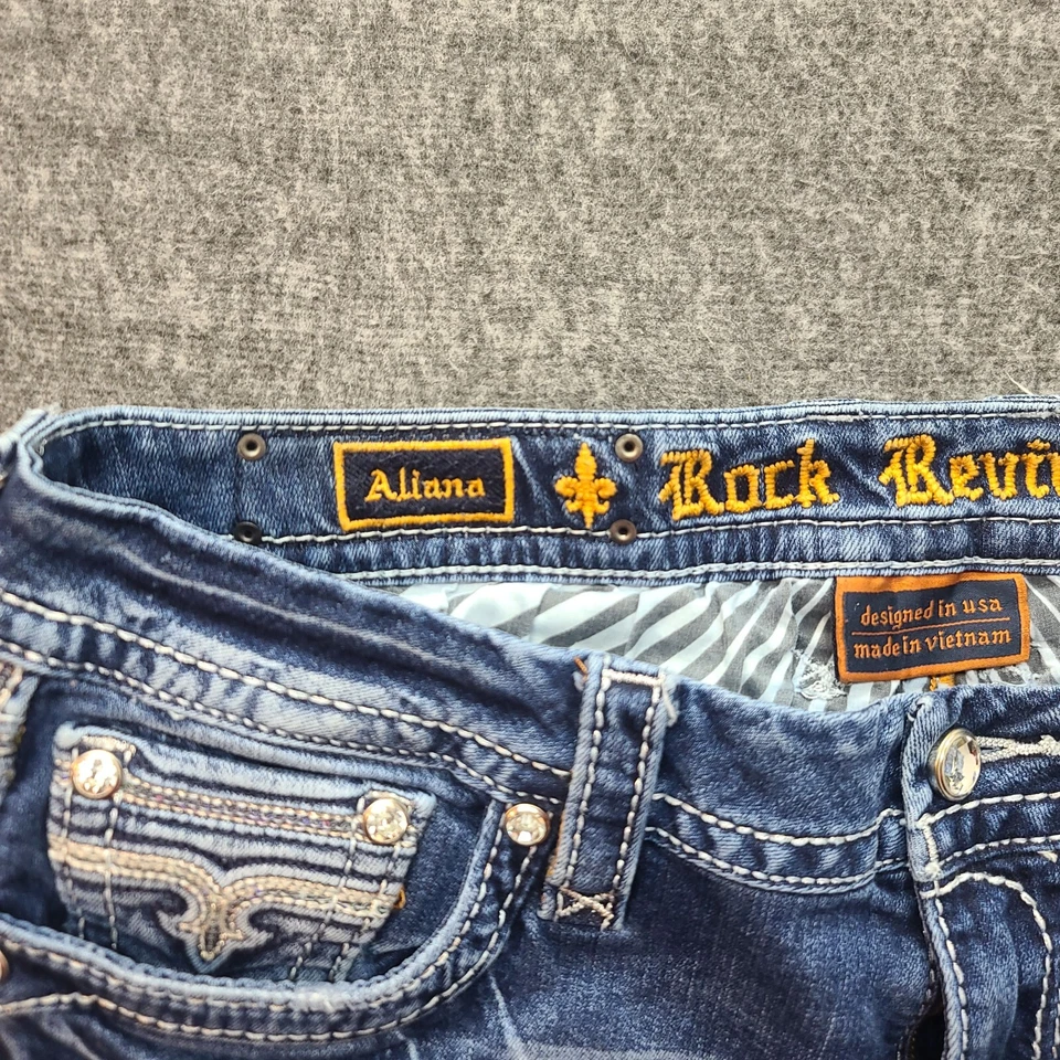 Pantalones Cortos Rock Revival Para Mujer 31 Aliana Corte Cuero Puntada Botín Daisy Dukes Foto 3 de 4