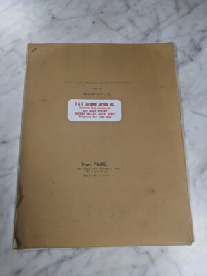 #ad #ad CRO PLATE OPERATOR SERVICE MANUAL PRESSURE BLAST JR. $76.95