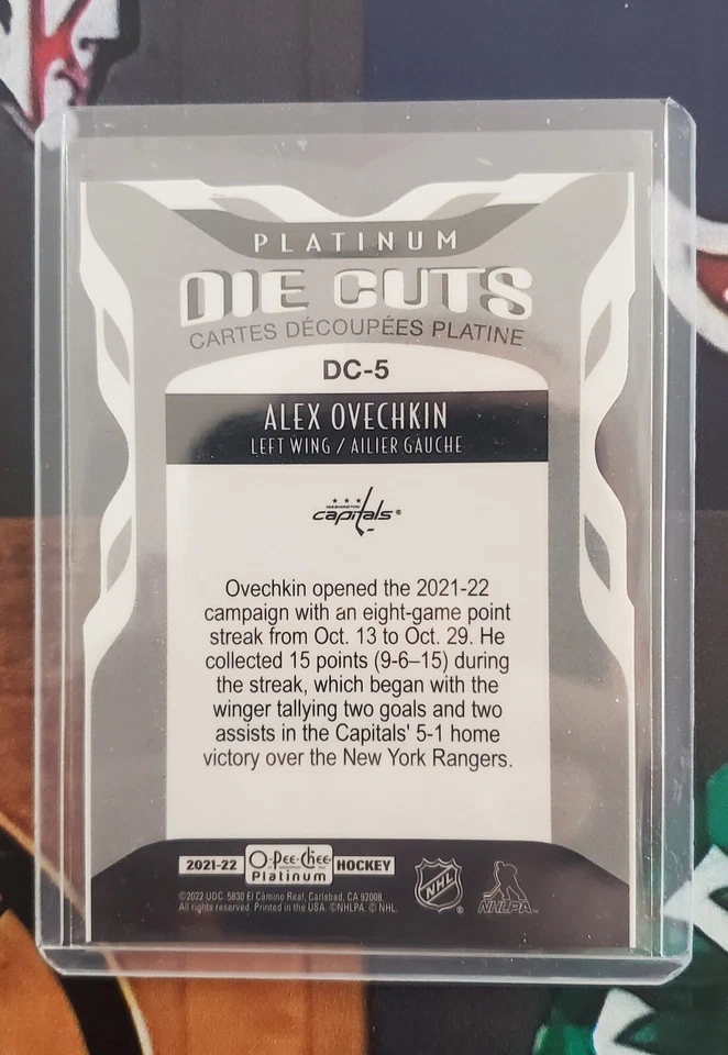 2021-22 O-Pee-Chee Platinum Die Cuts #DC-5 Alex Ovechkin Washington Capitals - Image 2 of 2