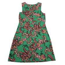 Roz & Ali Green Paisley Sleeveless A-Line Shift Dress Size 8 Polyester Spandex