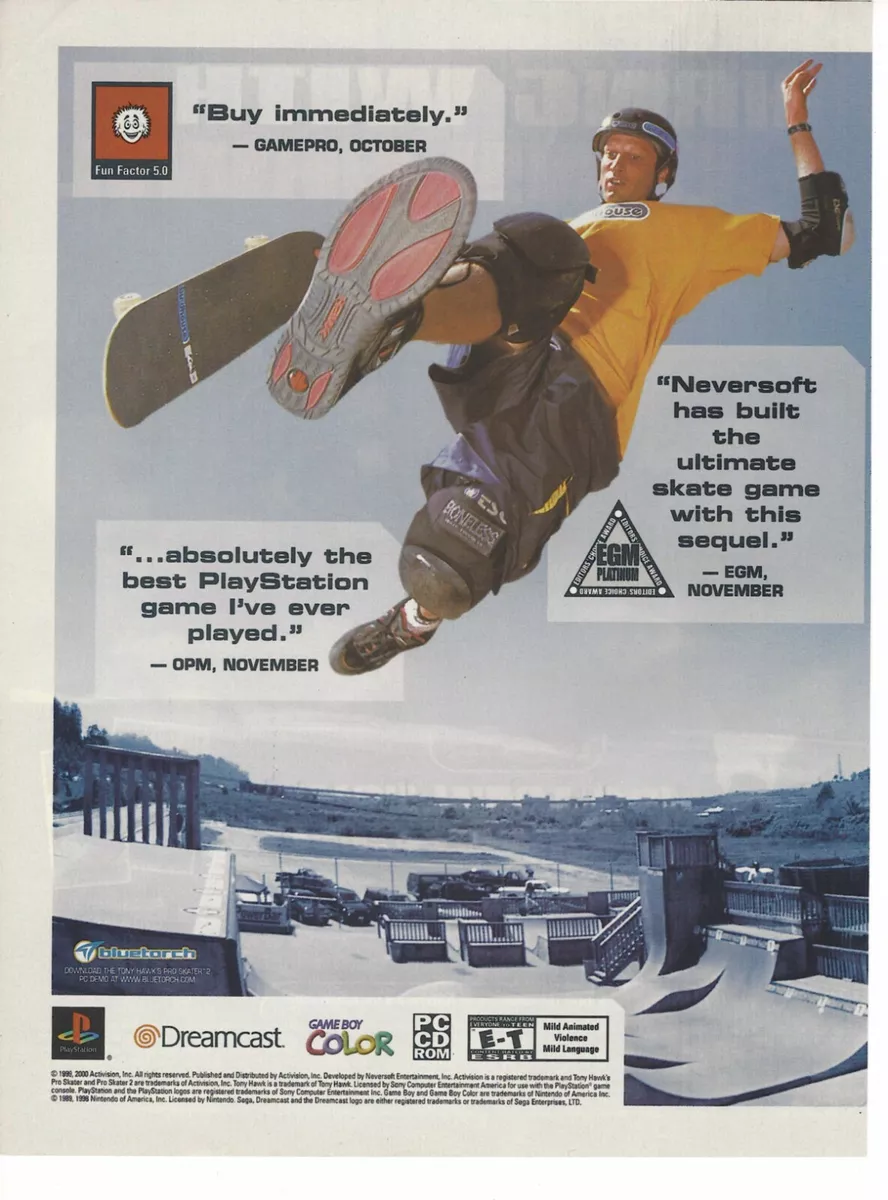 Tony Hawk's Pro Skater 2 Print Ad/Poster Art Playstation Dreamcast PC (A)