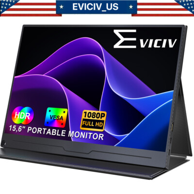 EVICIV 15.6'' Portable Monitor Screen 1920*1080 FHD IPS Panel Display for PC Used