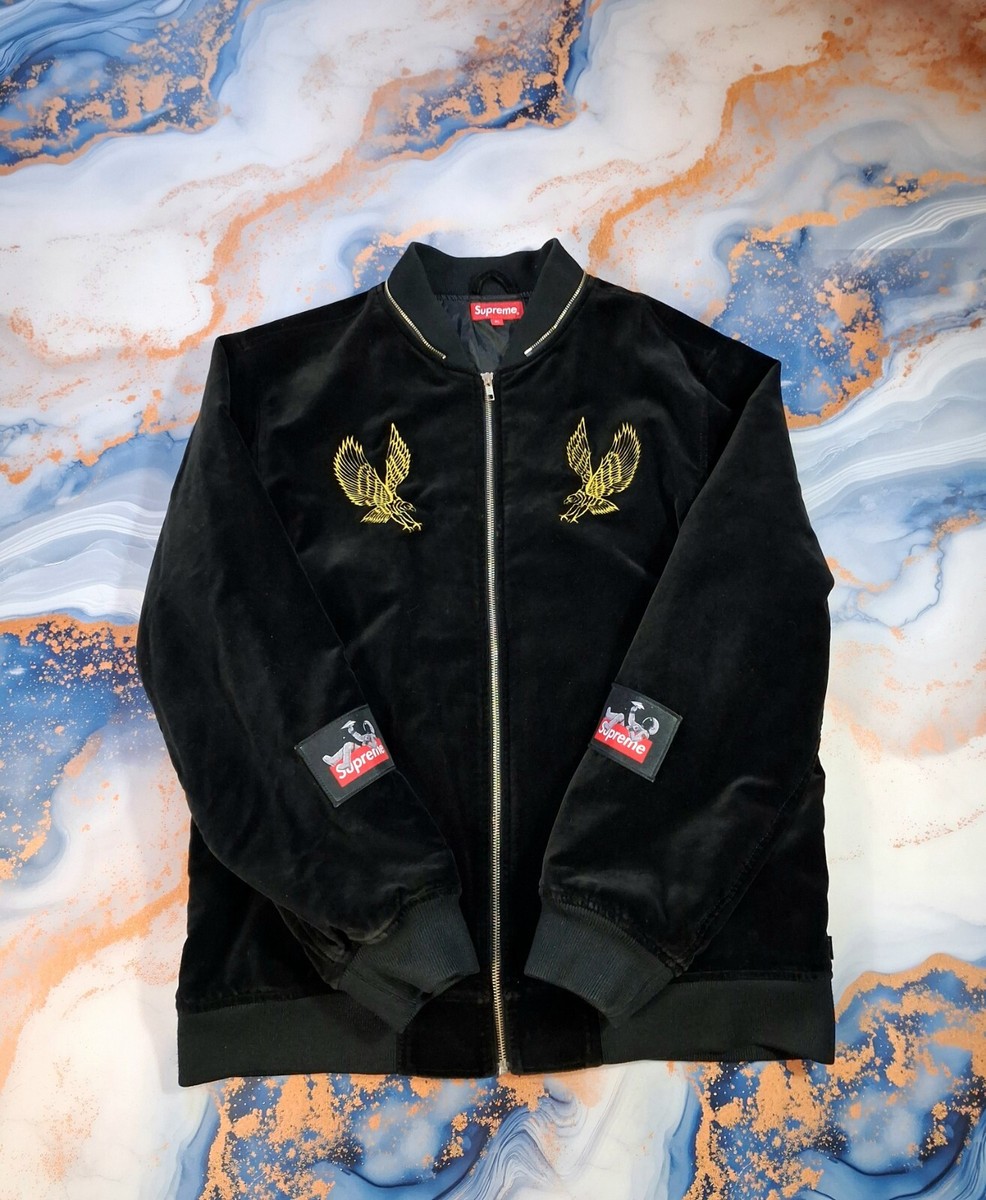 2014 FW Supreme Velour Eagle Bomber Jacket Velvet Size L-XL 2014 FW Supreme Velour Eagle Bomber Jacket Velvet Size L-XL