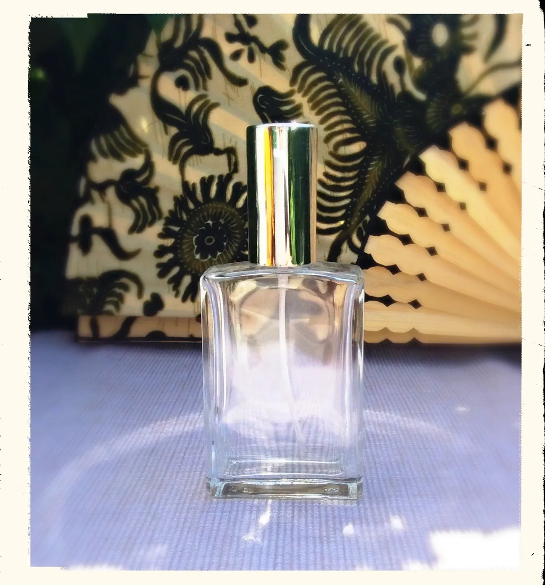 Parfum Flakon - leer - rechteckige Form - 100 ml silber