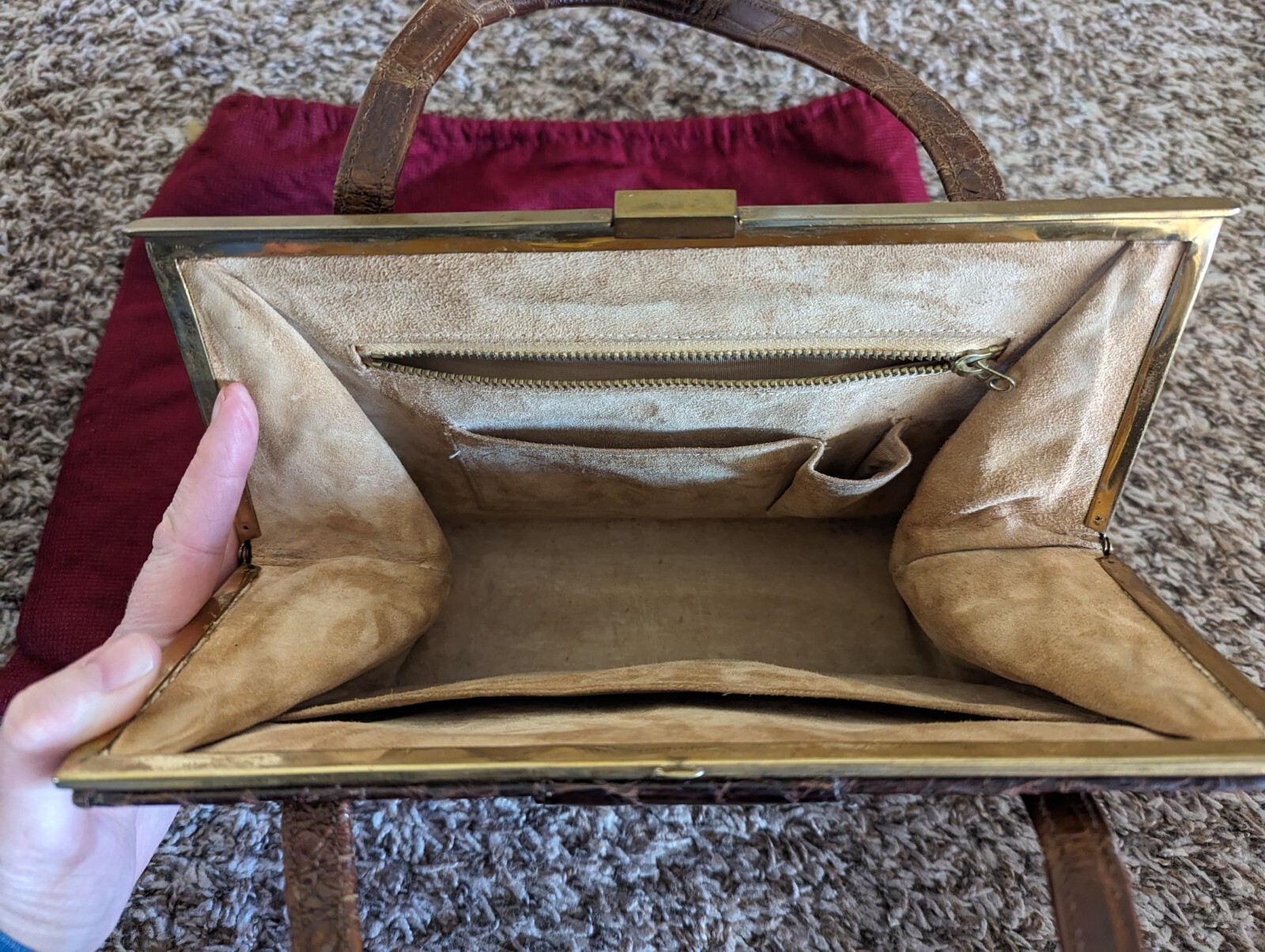 VALENTINES 2 vintage designer bags. Launer London black bag with red