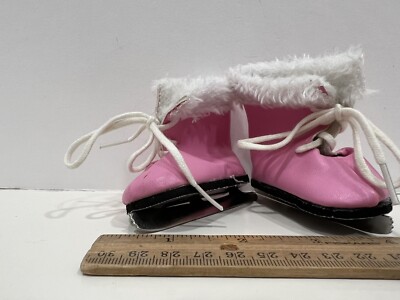 Unbranded Pink Ice Skates with White Fur fits Most 18''  Dolls