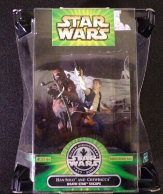 NIB Hasbro Star Wars Silver Anniversary HANS SOLO - CHEWBACCA Death Star Escape