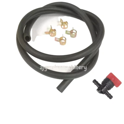 MACHINETEC Lawnmower Petrol Pipe Fuel Line 6mm x 10mm x 300mm long + 4 Clips And Tap