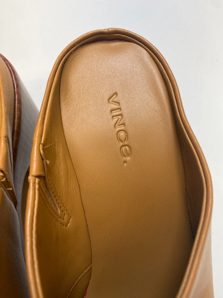 Tamanco plataforma feminino Vince Navina couro marrom tamanho 6.5 - Imagem 3 de 4