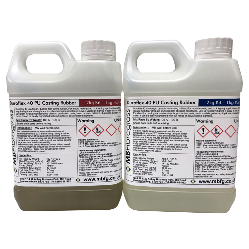 DuroFlex 40 Polyurethane Liquid Casting Rubber - 2kg Kit