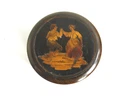 VTG Italian Sorrento trinket 3" Wood Box Inlaid With Dancers Italy