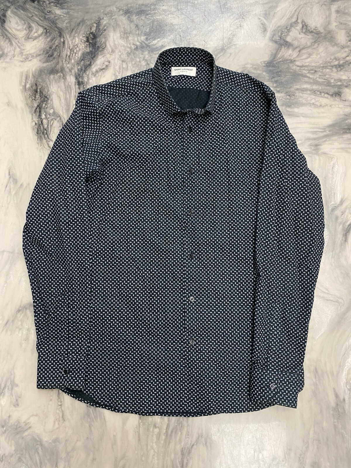 Insegna Saint Laurent Dollaro Bottone Hedi Slimane Autentica Nera