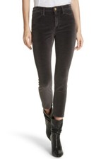 FRAME DENIM Velveteen High Waist Ankle Skinny Stretch Pants Charcoal 235 G4