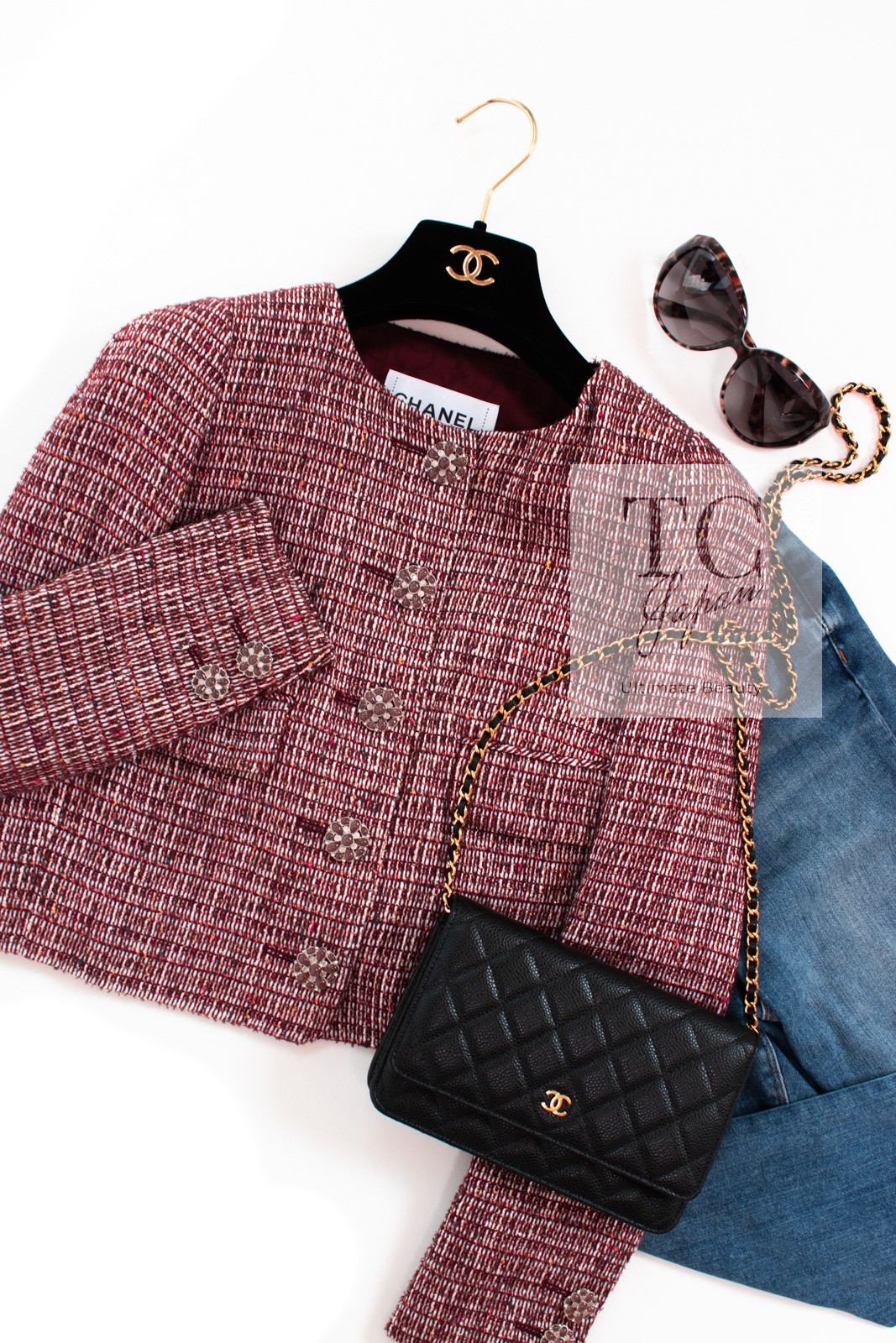 CHANEL 15C Red Multi Gripoix Button Tweed Jacket Skirt Suit Runway 34 US2 image 4