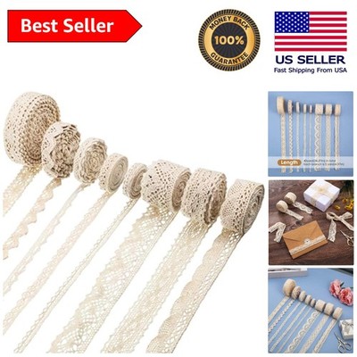 Beautiful Beige Crochet Lace Ribbon, 40 Yards, Perfect for DIY Crafts & Weddings