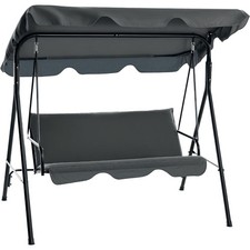 3 Seater Canopy Swing Chair Garden Rocking Bench Heavy Duty Patio Metal Seat