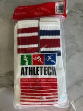 Vintage Atletech Sport Tube stripe Socks Over The Calf Crew Length Size 10-13.