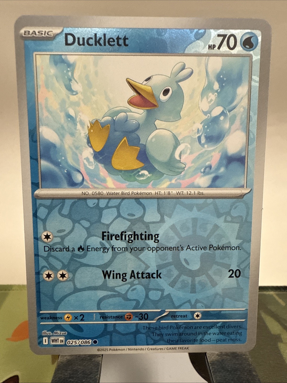 Ducklett 025/086 Pokemon White Flare TCG English NM Reverse Holo