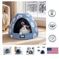 Tranquil Blue Cat Bed House Tent - 2-in-1 Design for Inner Peace and Playfulness