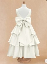 AZAZIE MARGIE StretchIvory A-Line Bow Stretch Satin Dress