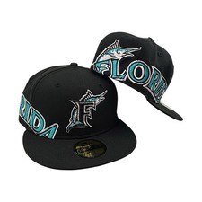 Florida Marlins Side Split New Era 59FIFTY gorra ajustada negra