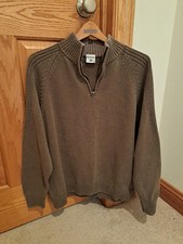 Columbia Men's XL Brown 1/4 Zip Long Sleeve Cotton Knit Sweater