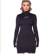 Milano Di Rouge Women's Long Sleeve Bodycon Mini Dress Black Large