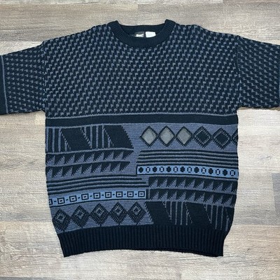 Vintage Imprint Men s XL 90s Abstract Geometric Knit Sweater Grandpacore Retro