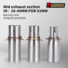 Motorcycle Modified Exhaust Pipe, for 28-45mm Adapter, 51mm Middle Link Pipe