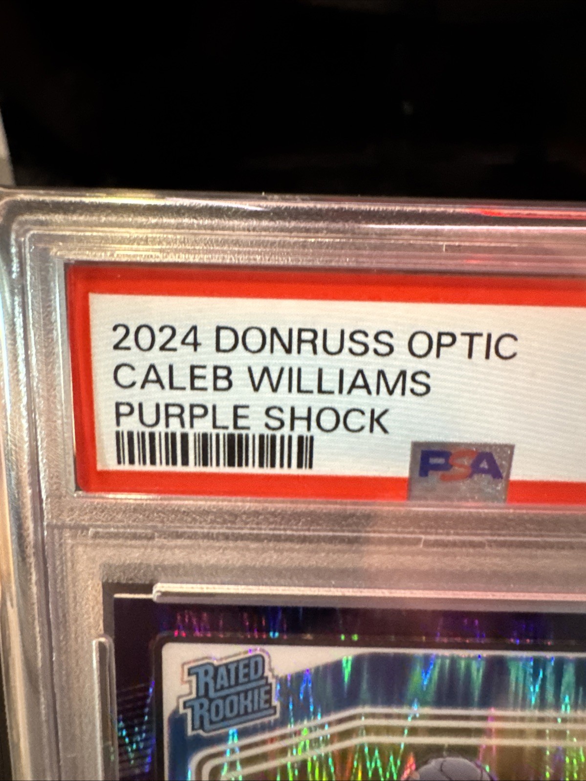Caleb Williams RC 2024 Optic Purple Shock Rated Rookie #201 Bears 🐻 PSA 10  view 4
